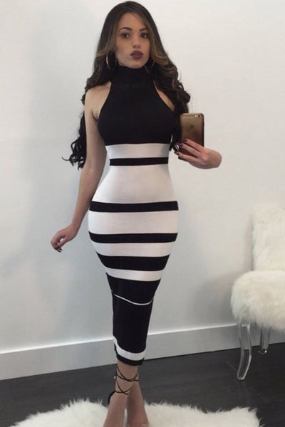 Black & White Stripe Bandage Dress – Blush Boutique
