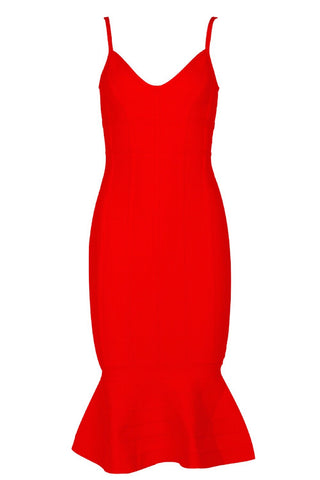 Penelope Red Fishtail Bandage Dress