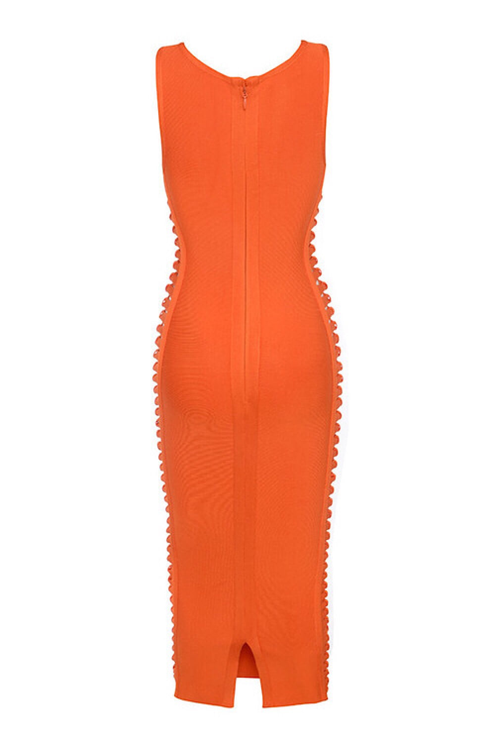 Kira Side Knot Orange Bandage Dress