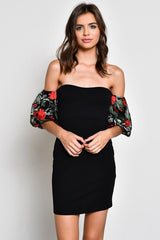 Elly Black Lace Sleeve Dress