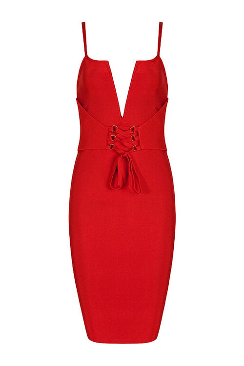 Sue Red Tie Up Bandage Dress