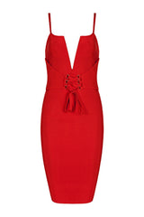 Sue Red Tie Up Bandage Dress
