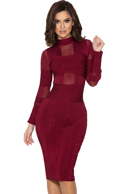 Monica Wine Bandage Dress