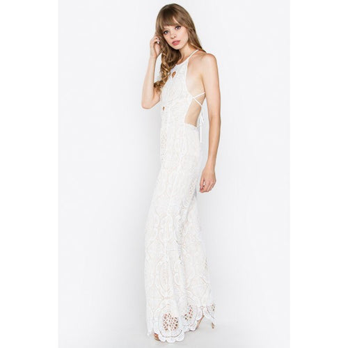 Alyssa White Crochet Jumpsuit