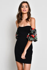 Elly Black Lace Sleeve Dress