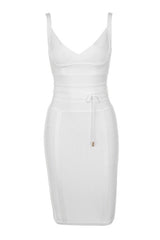 White Tie Waist Bandage Dress