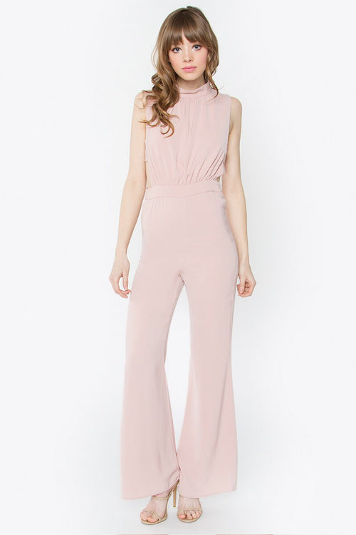 Olivia Pink Mock Neck Jumpsuit