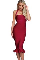 Nadia Burgundy Bandage Dress