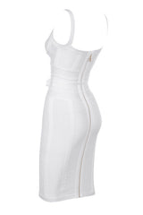 White Tie Waist Bandage Dress