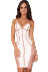 Gemma White & Nude Illusion Bandage Dress
