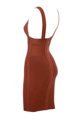 Charmaine Rust Rib Bandage Dress
