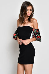 Elly Black Lace Sleeve Dress