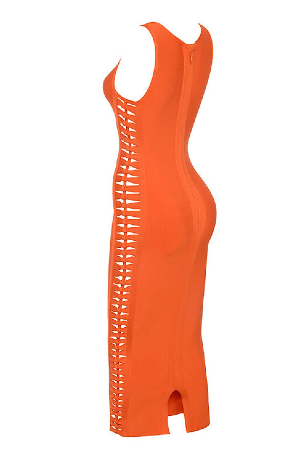 Kira Side Knot Orange Bandage Dress