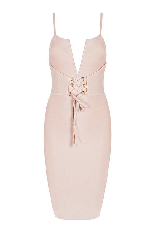 Sue Pink Tie Up Bandage Dress