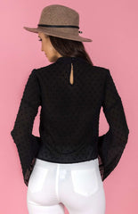 Black Pom Pom Textured Top