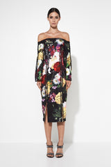 She walks In Rose Off The Shoulder Dress