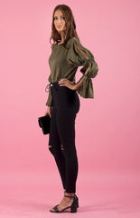 Stretch Skinny Jeans With Knee Rip