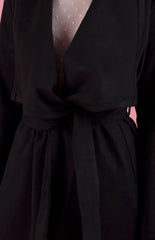 Collared Black Wrap Style Coat