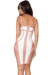 Gemma White & Nude Illusion Bandage Dress