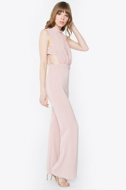 Olivia Pink Mock Neck Jumpsuit
