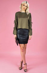 Drawstring detail split sleeve Blouse