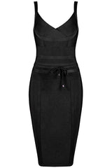 Black Tie Waist Bandage Dress
