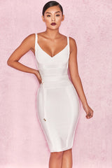 White Tie Waist Bandage Dress