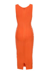 Kira Side Knot Orange Bandage Dress