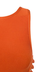 Kira Side Knot Orange Bandage Dress