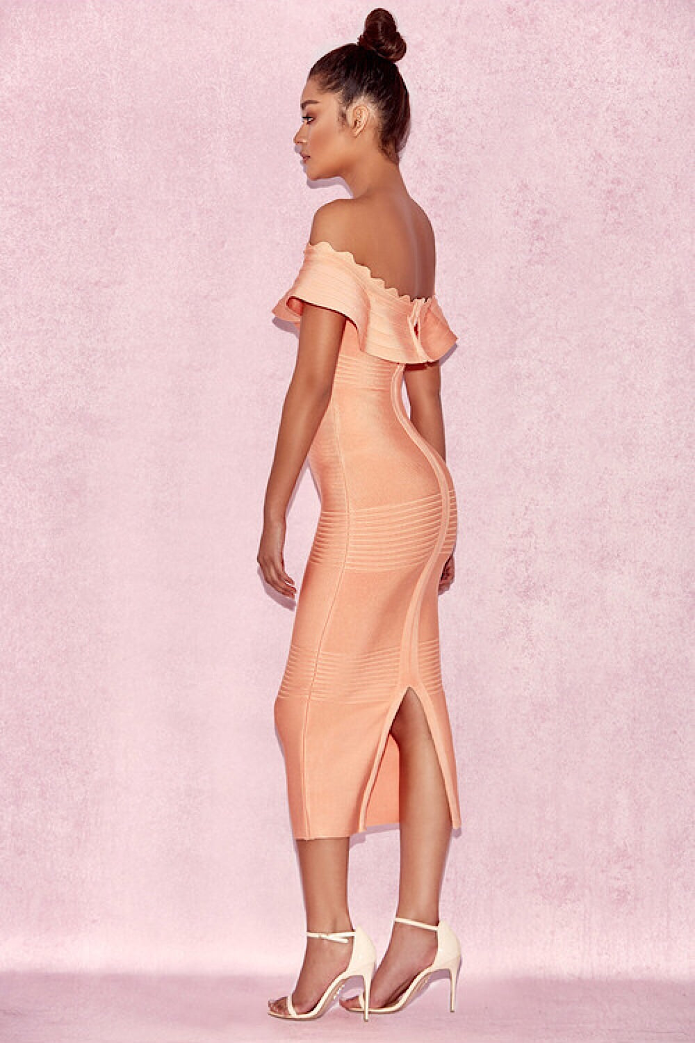 house of cb orange bandage dress House OF CB Panelled Stretch-Woven Mini Dress